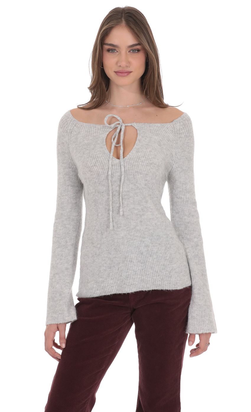 Product image for Knit Keyhole Jumper in Light Grey