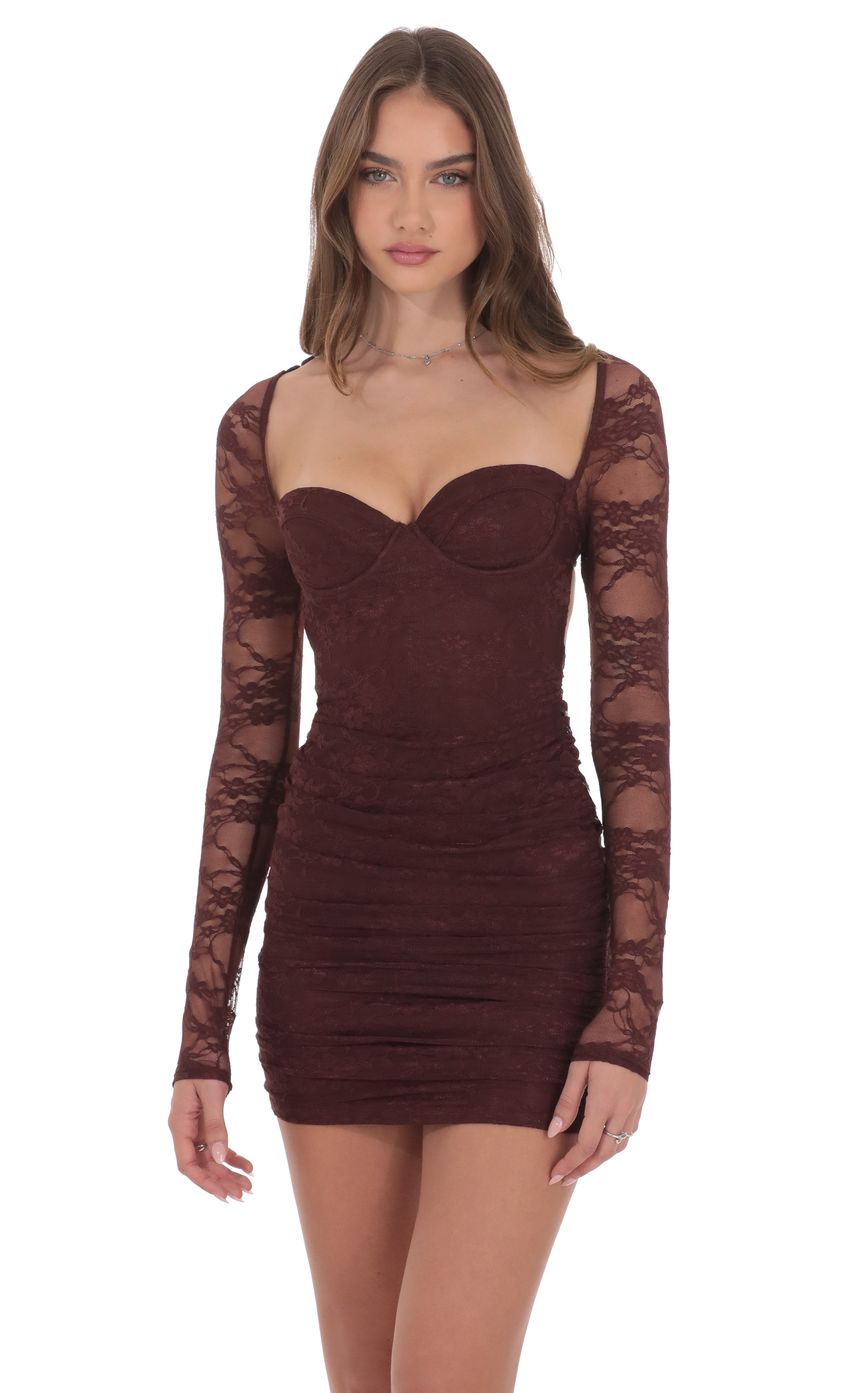 Изображение товара для Кружевное платье-футляр с длинным рукавом