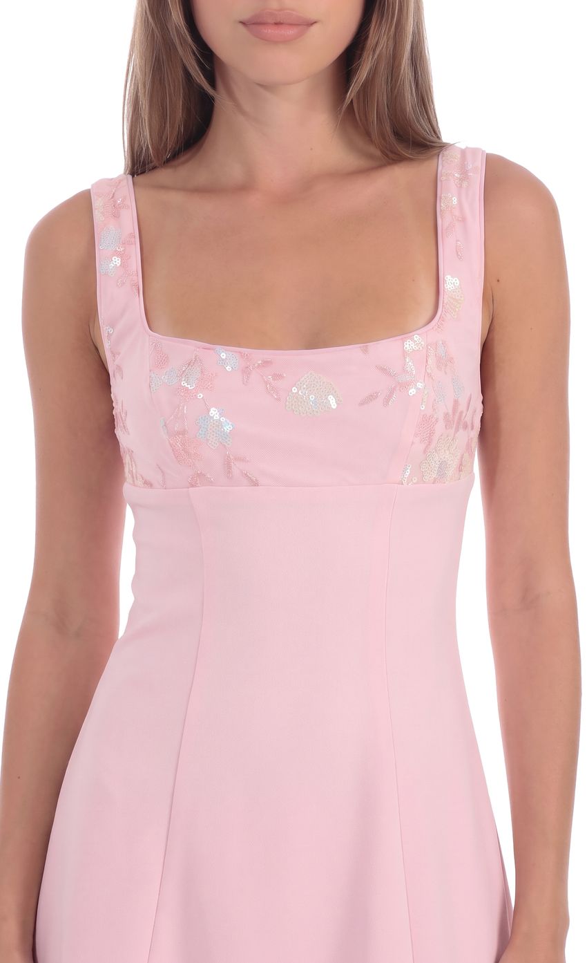 Product image for Floral Sequin Bust Mini Dress in Pink