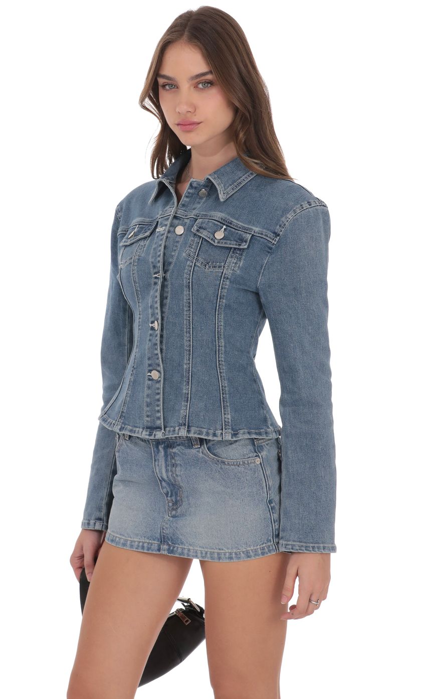 Product image for Fitted Denim Jacket in Blue