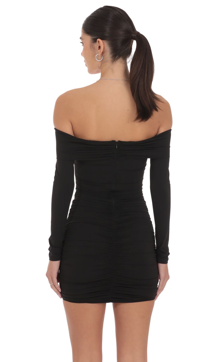 Product image for Plunge Off Shoulder Bodycon Dress in Black