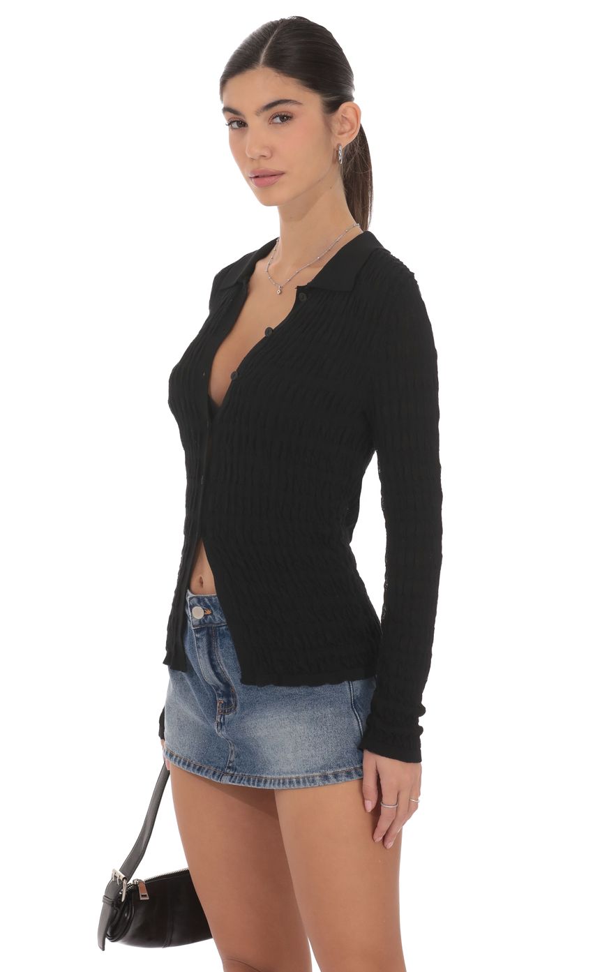 Product image for Textured Ribbed Top in Black