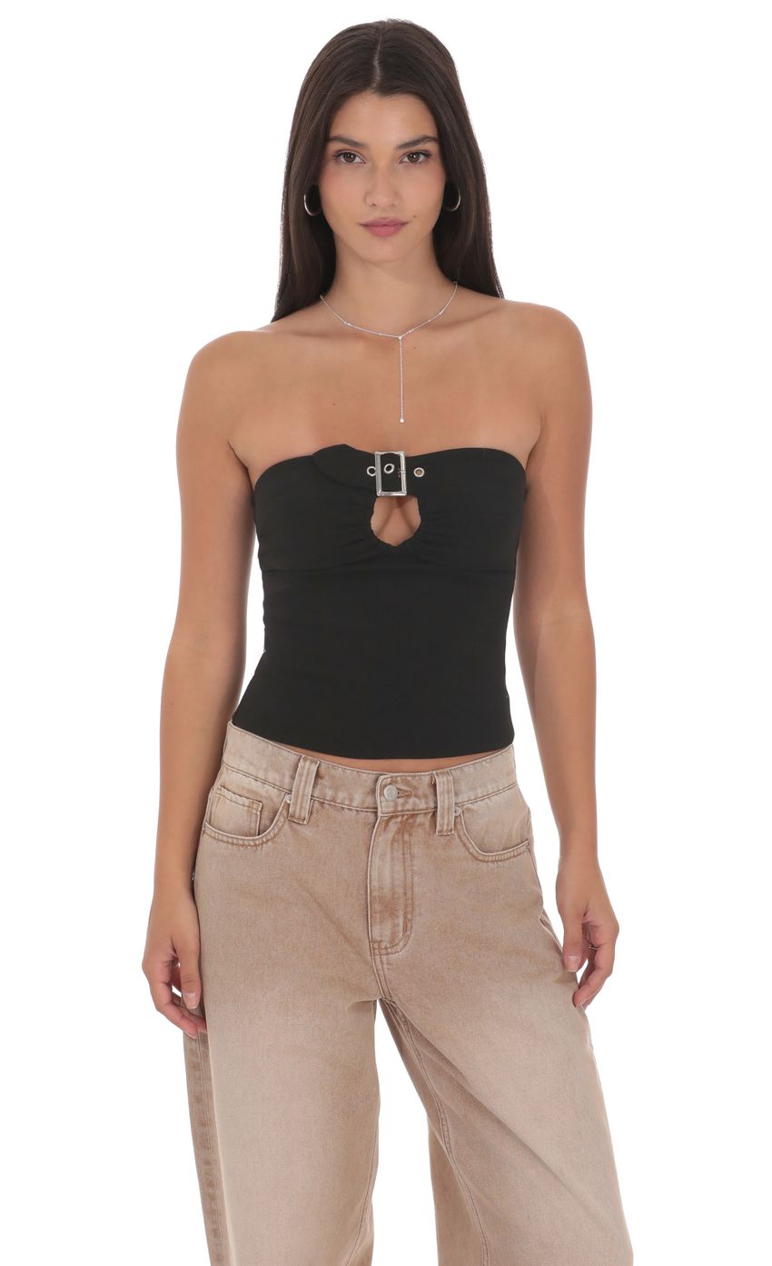 Product image for Keyhole Buckle Top in Black