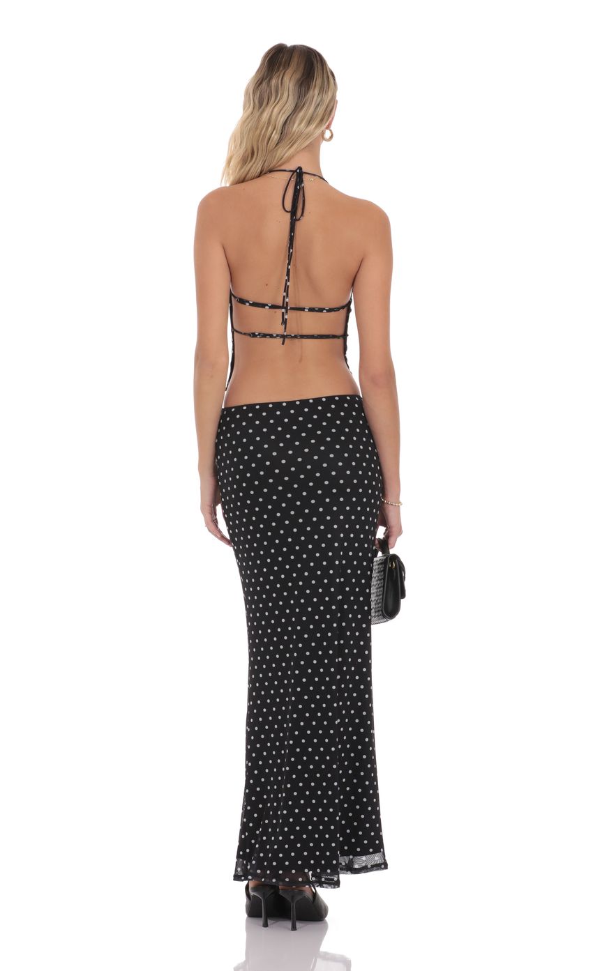 Product image for Polka Dot Cowl Neck Two Piece Set in Black