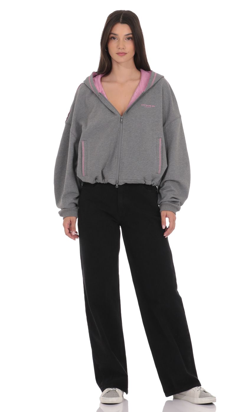 Product image for Two-Toned Cropped Hoodie in Grey