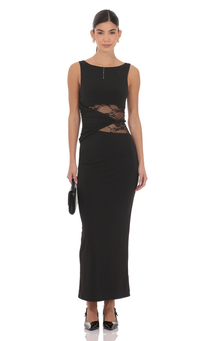 Product image for Lace Cutout Maxi Dress in Black