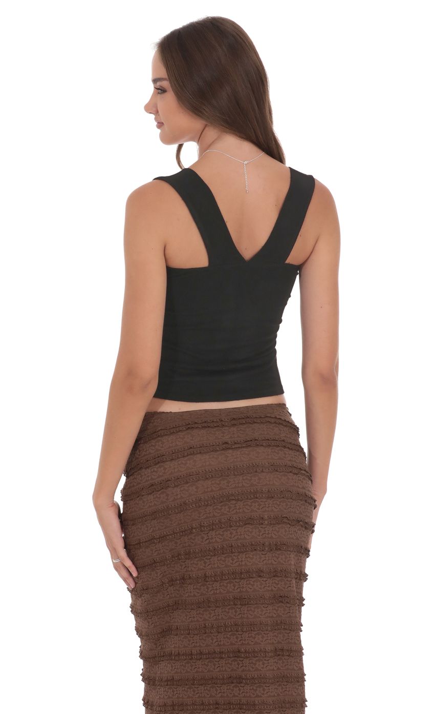 Product image for Ribbed Square Neck Top in Black