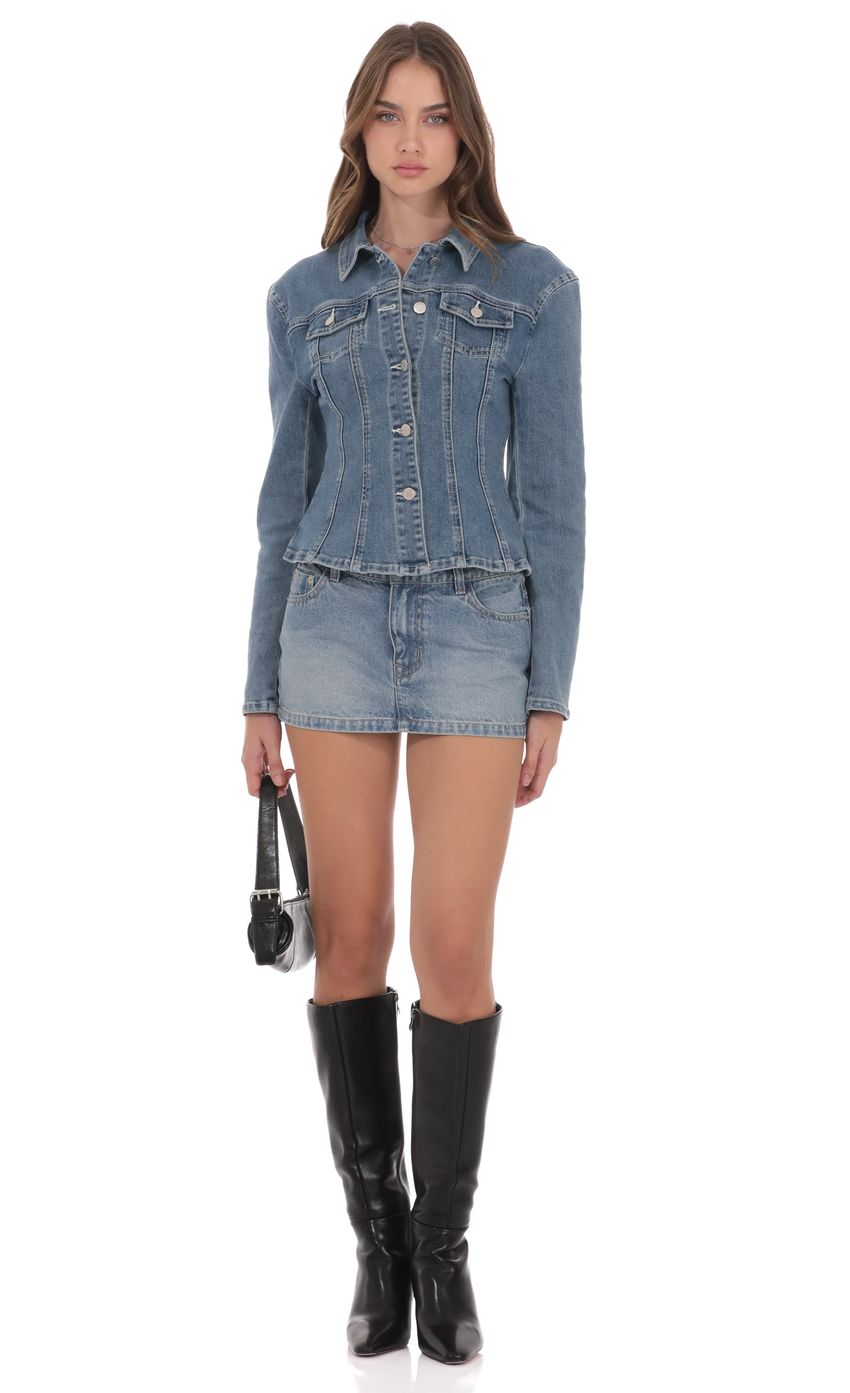 Product image for Fitted Denim Jacket in Blue