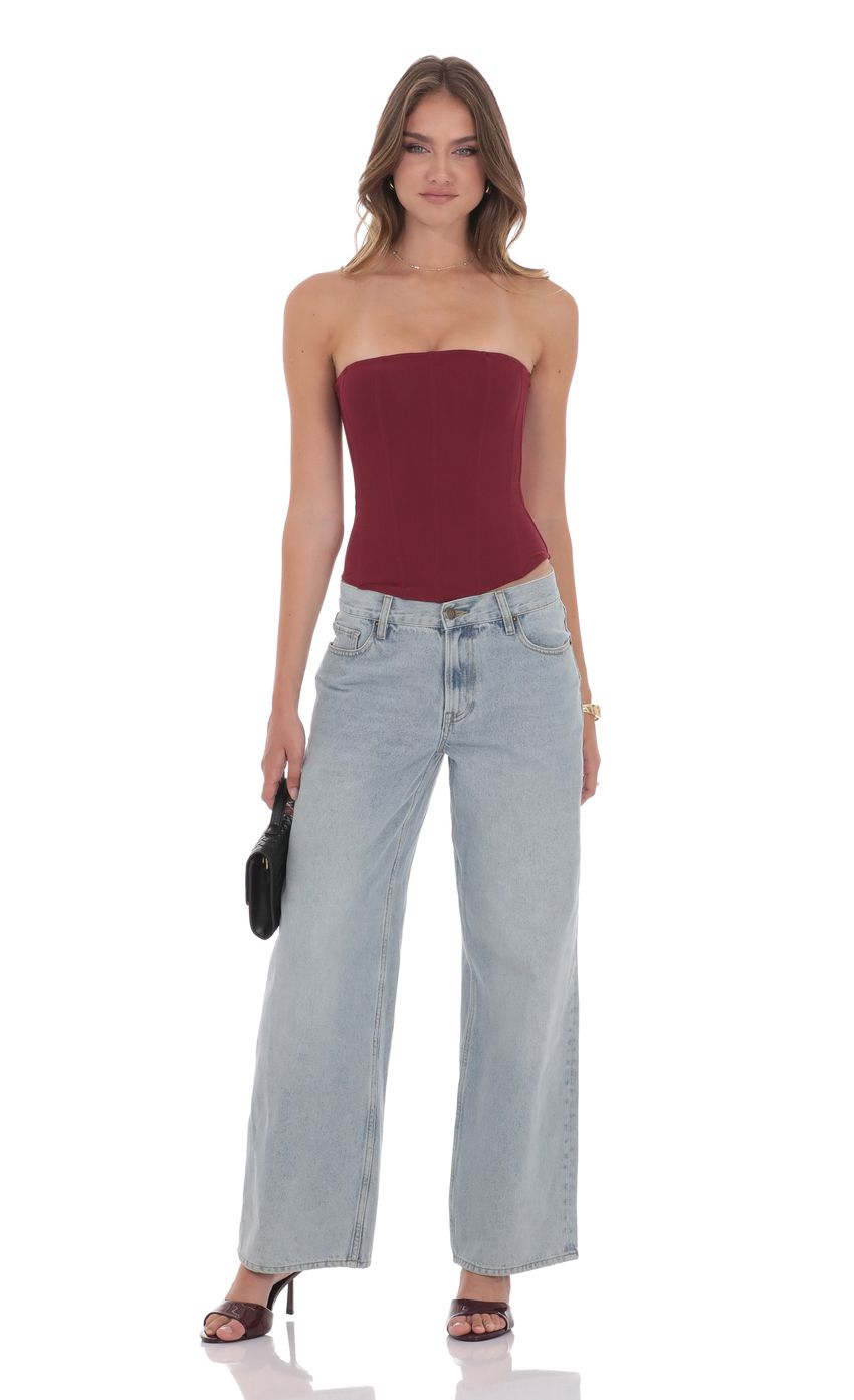 Product image for Strapless Corset Top in Maroon