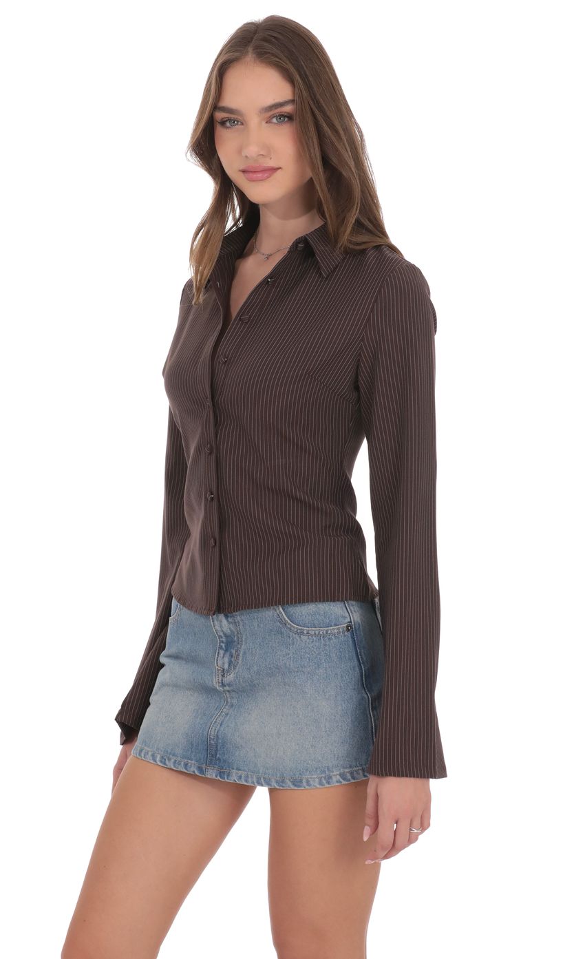 Изображение товара для Рубашка в коричневую полоску на пуговицах
