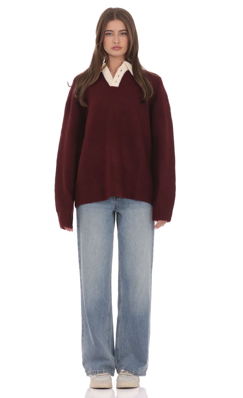 Изображение товара для Джемпер в стиле регби бордового цвета