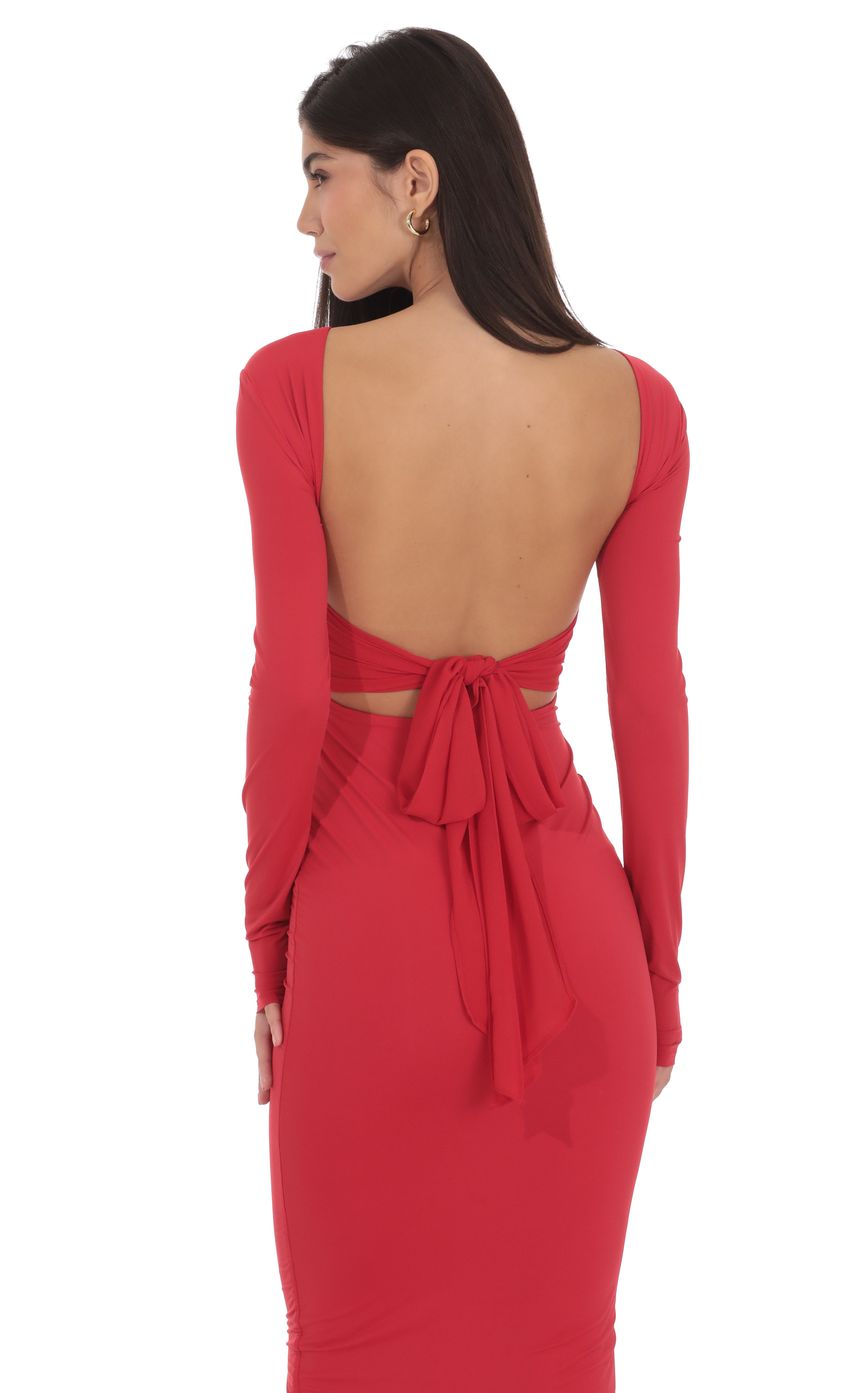 Product image for Open Back Bow Maxi Dress in Red