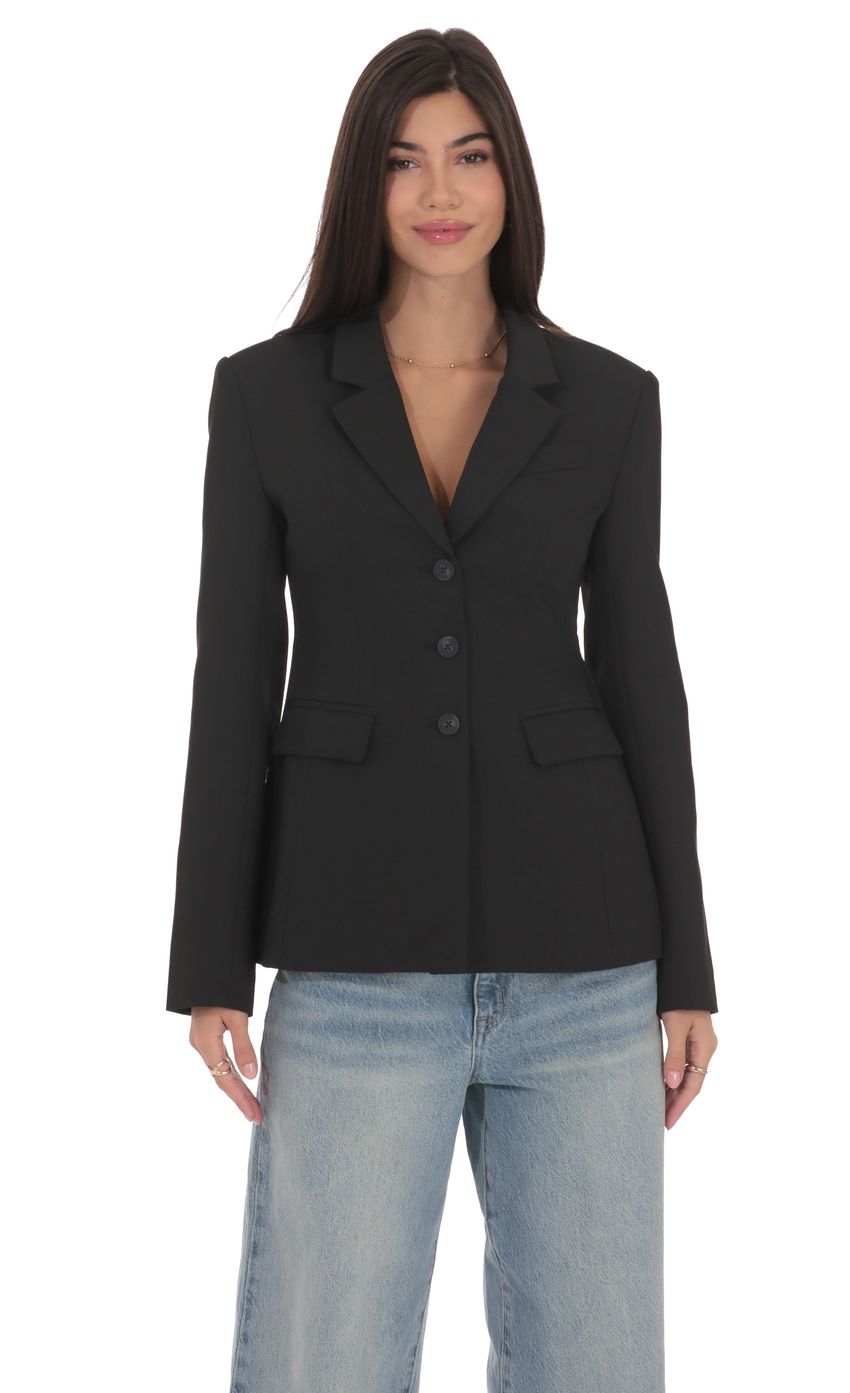 Изображение товара для Приталенный блейзер в черном цвете