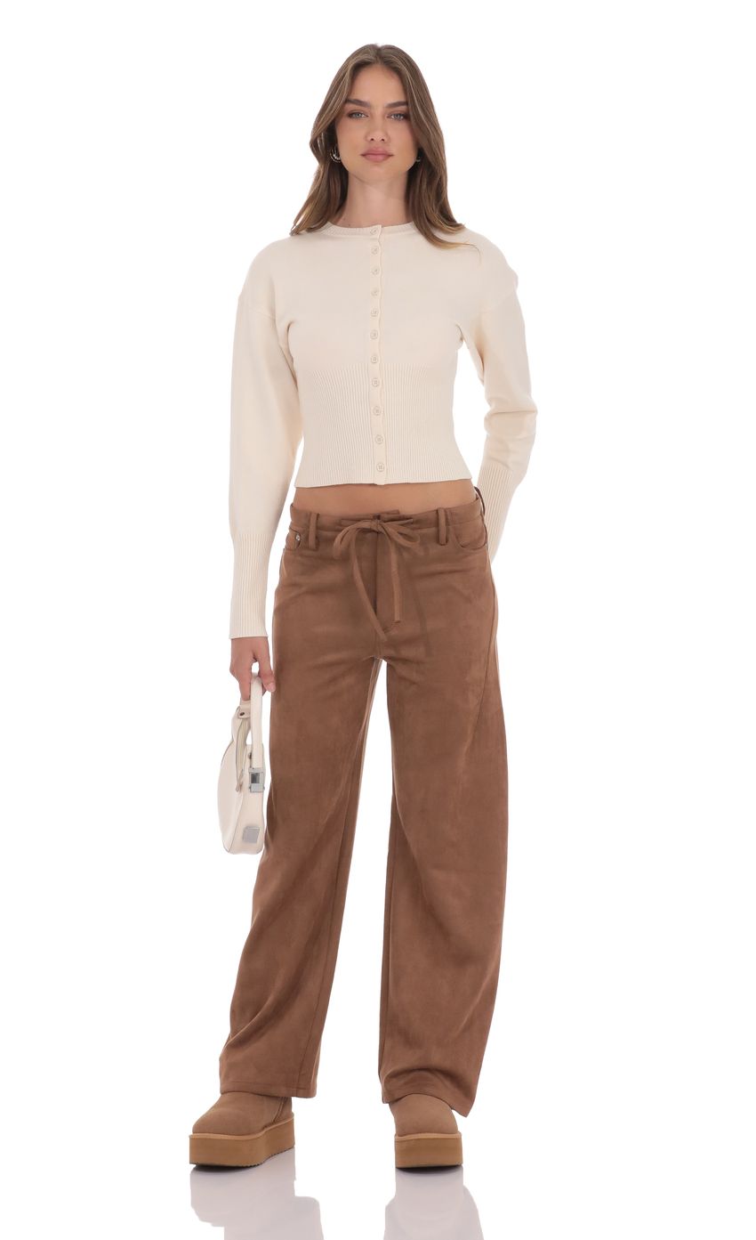 Product image for Suede Straight Leg Pants in Brown