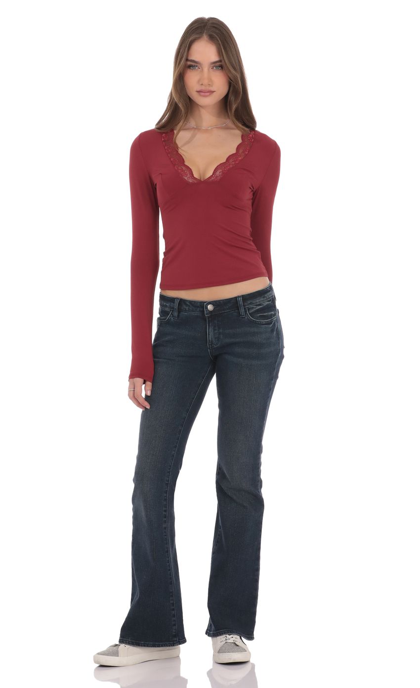 Product image for Low Rise Bell Bottom Jeans in Dark Blue