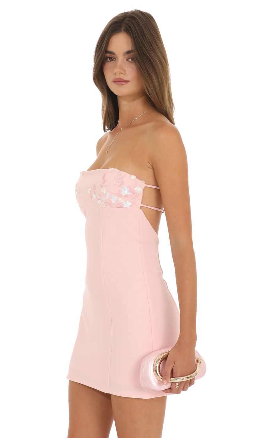 Product image for Strapless Floral Mini Dress in Pink