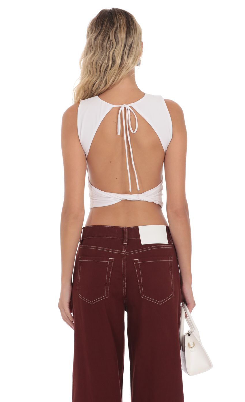 Product image for Open Back Twist Top in White