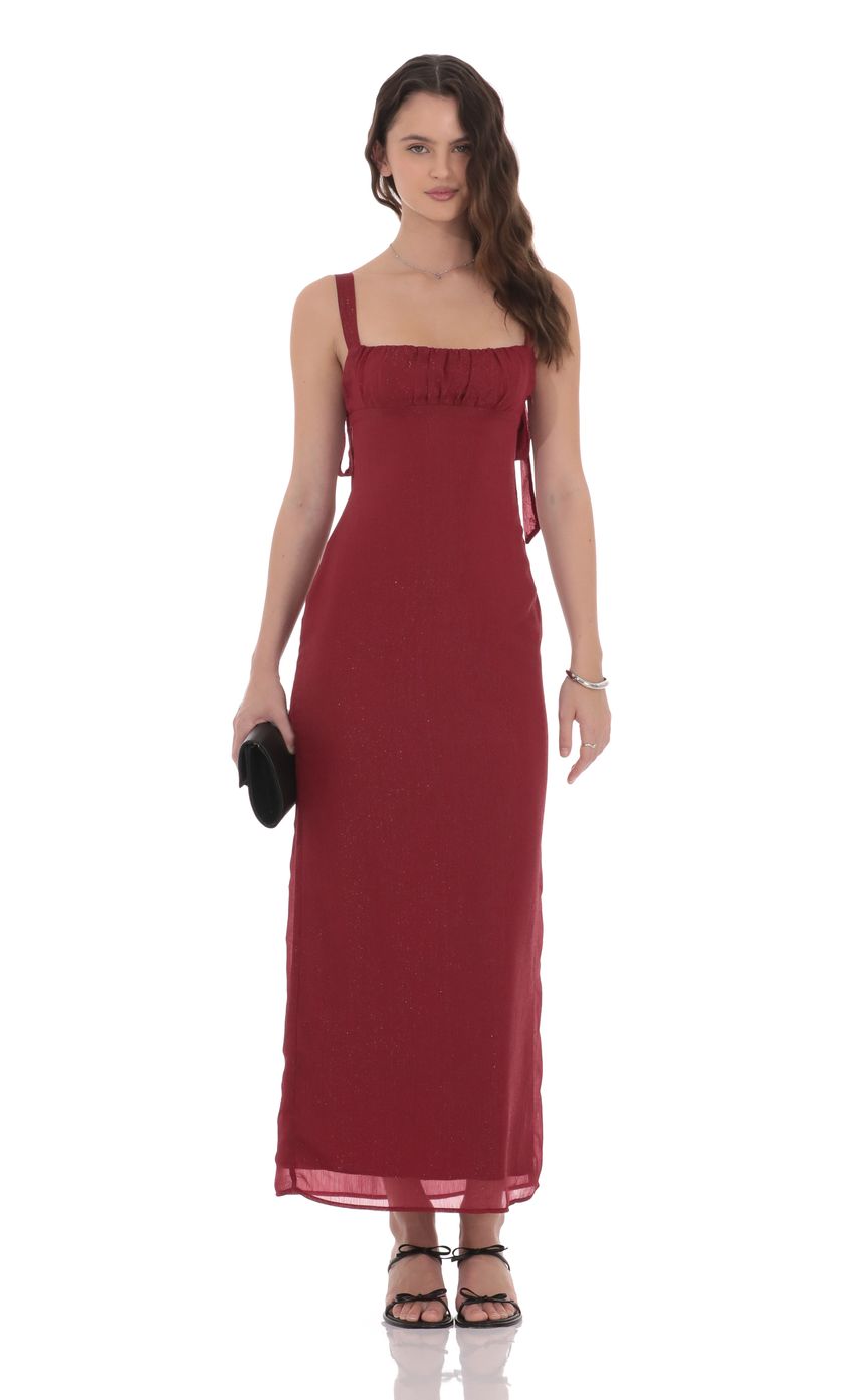 Product image for Shimmer Empire Waist Maxi Dress in Maroon