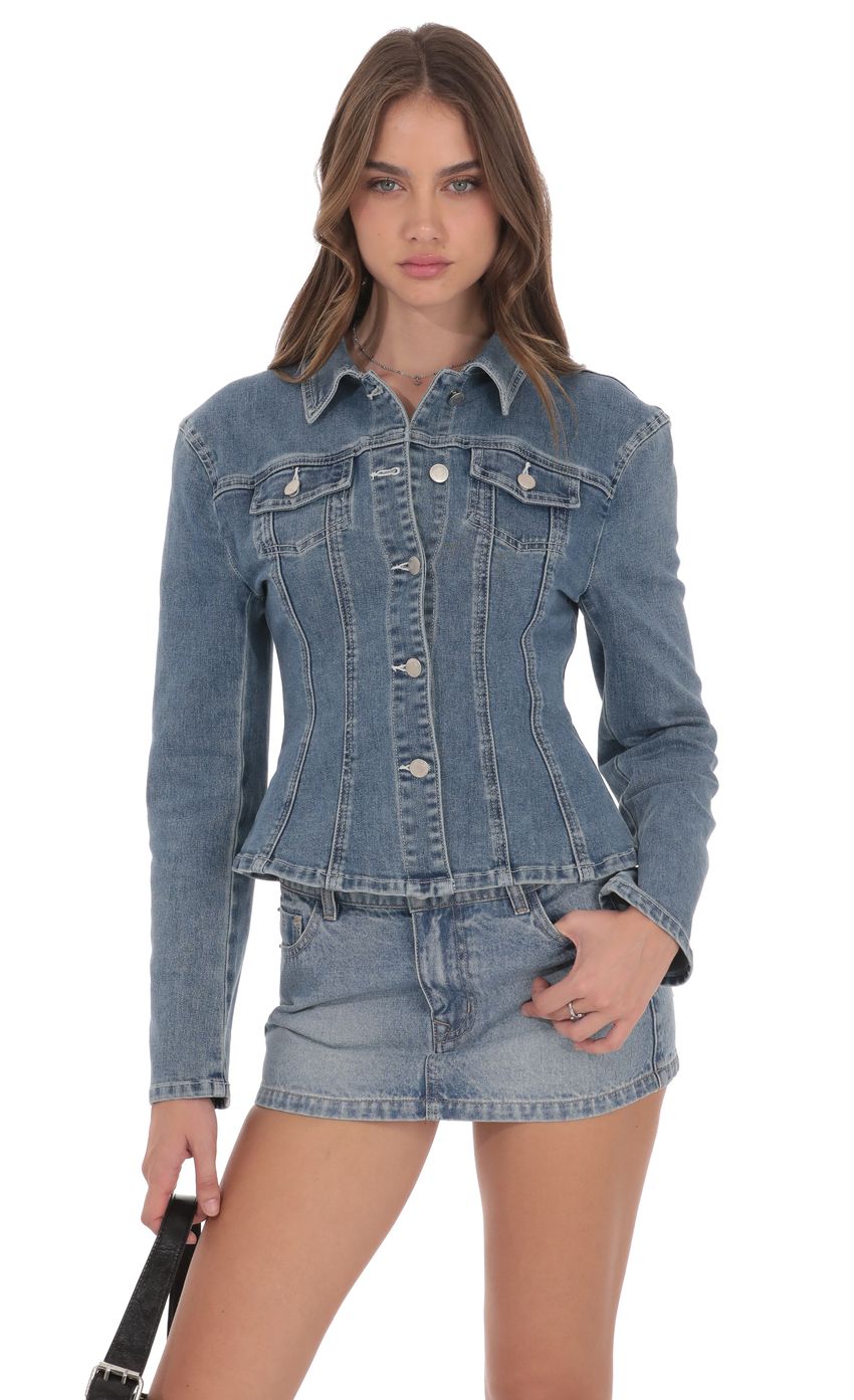 Product image for Fitted Denim Jacket in Blue