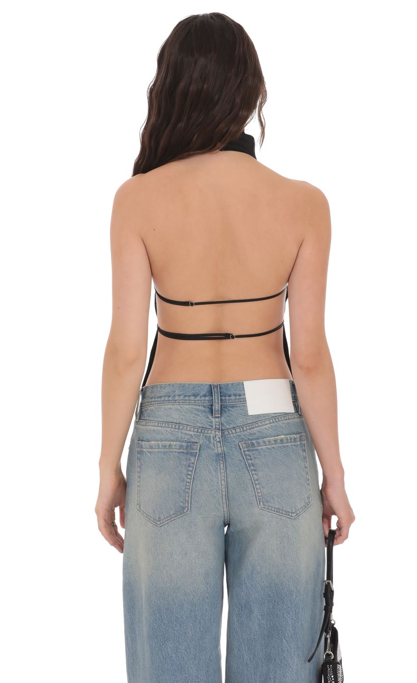 Product image for Satin Open Back Top in Black
