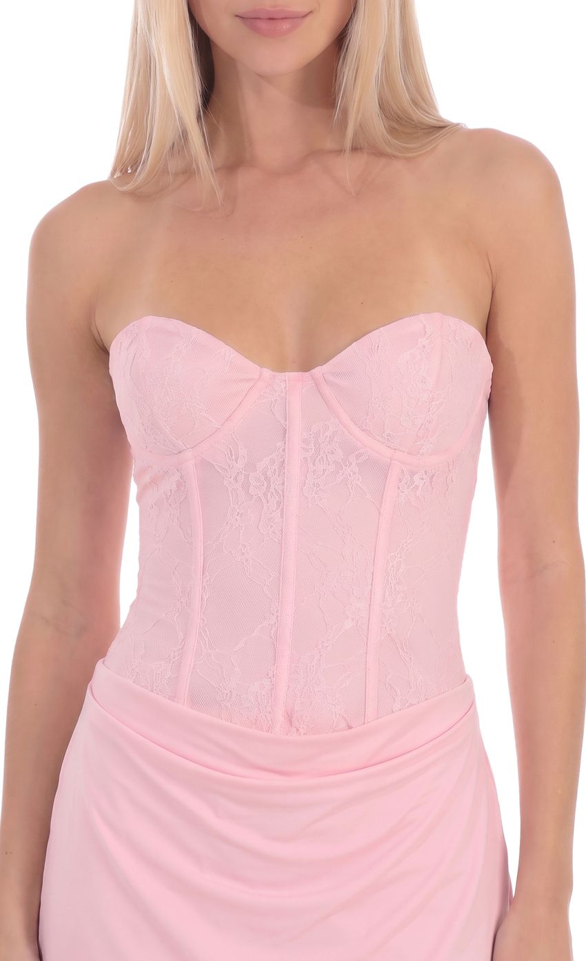 Product image for Lace Strapless Mini Dress in Pink