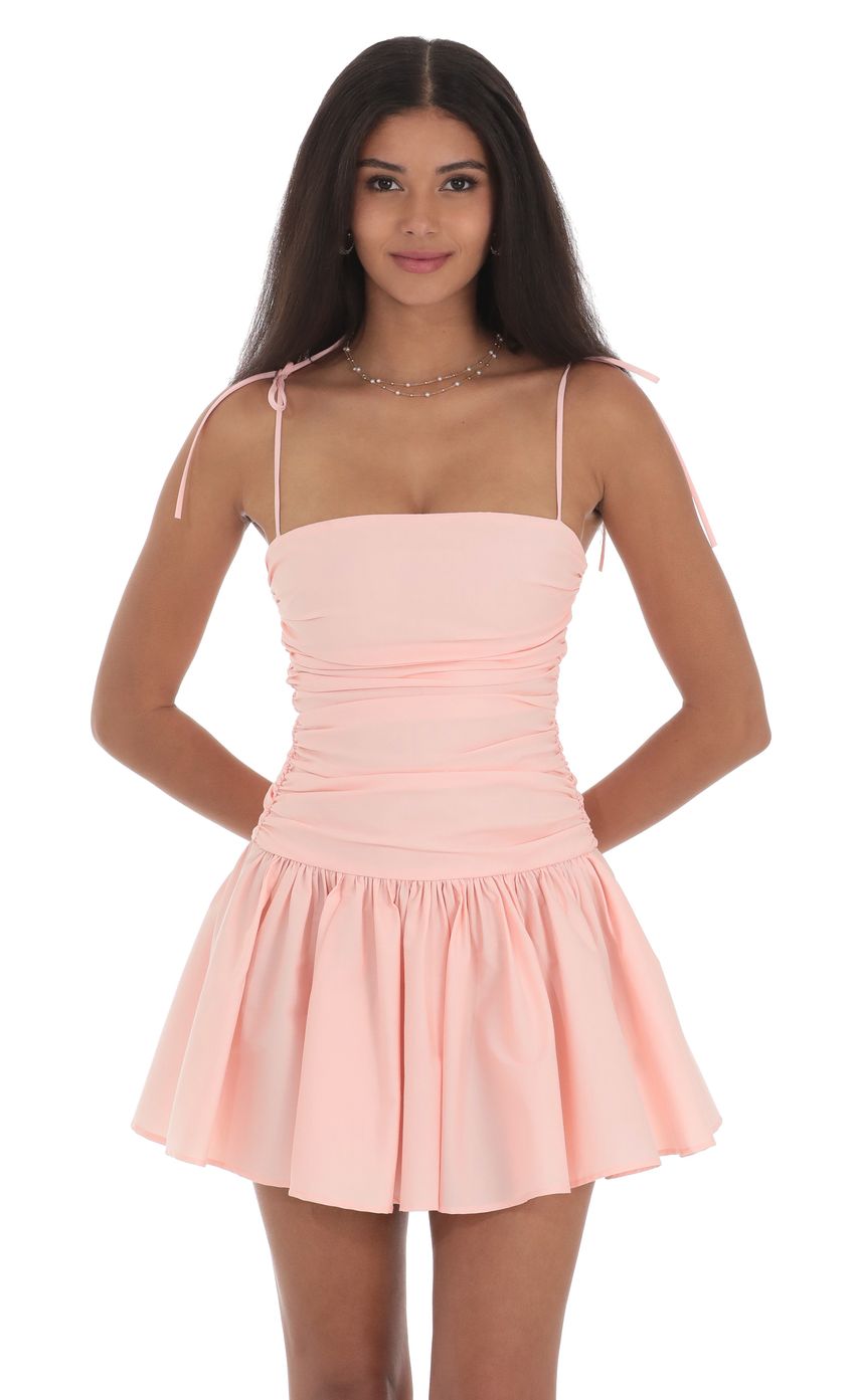 Product image for Ruched Fit and Flare Dress in Pink