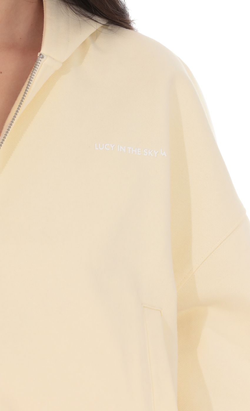 Product image for Cropped Cinch Waist Hoodie in Cream