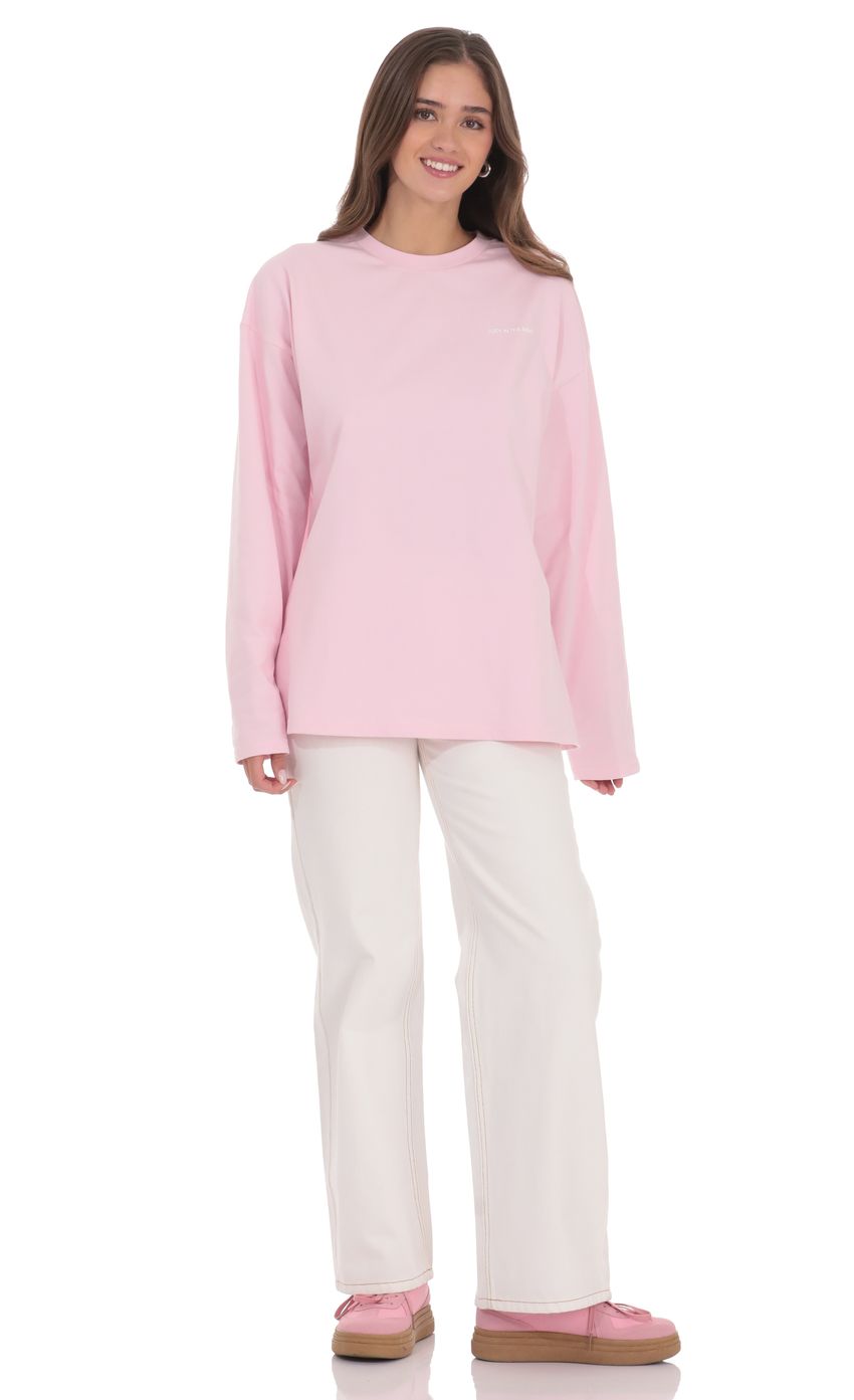 Product image for LA Graphic Crewneck Shirt in Pink