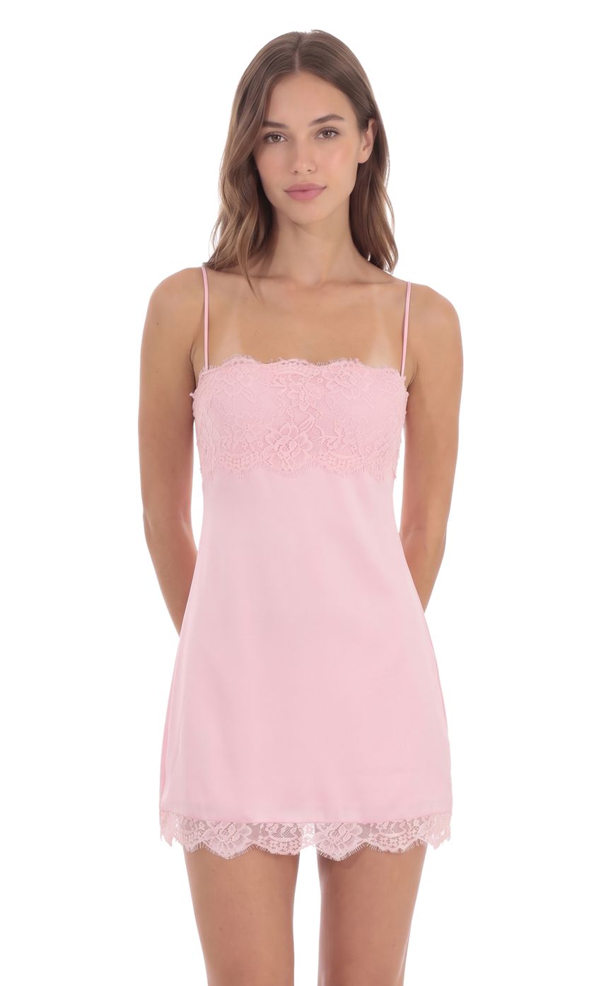 Product image for Lace Bust Mini Dress in Pink