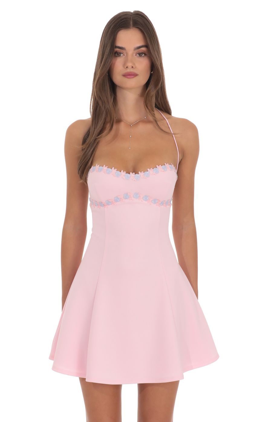 Product image for Fit and Flare Open back Mini Dress in Pink