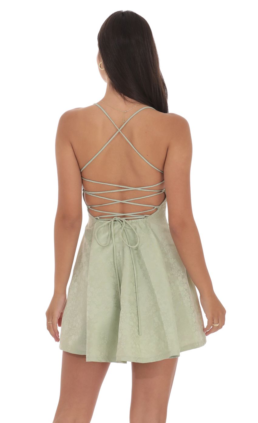 Product image for Jacquard Fit and Flare Dress in Sage