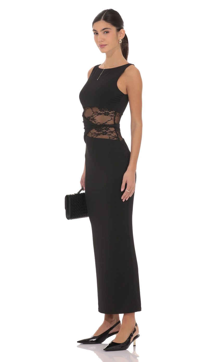 Product image for Lace Cutout Maxi Dress in Black