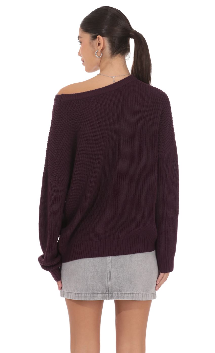 Product image for Oversize Open Knit Jumper in Purple