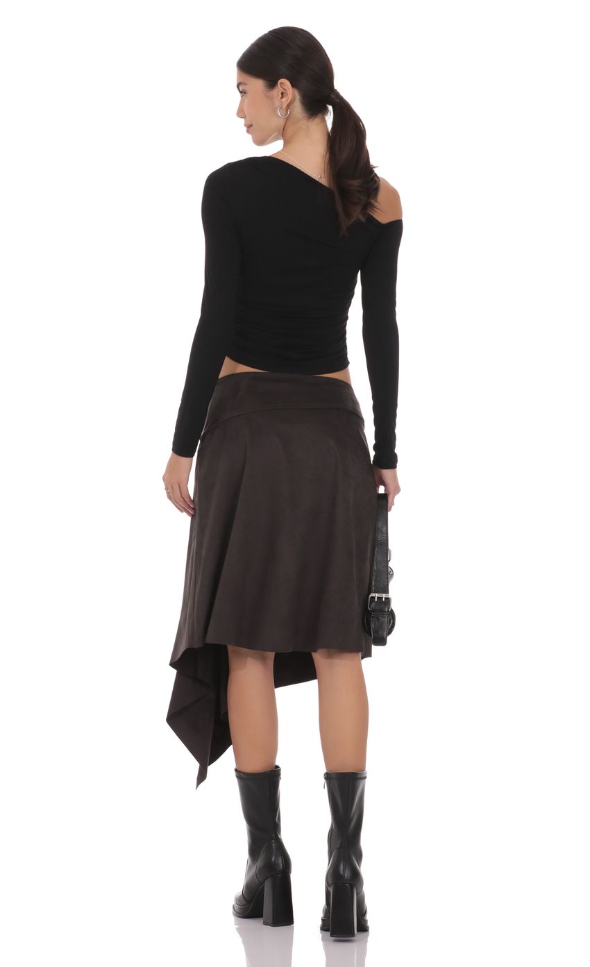 Product image for Asymmetrical Midi Skirt in Charcoal