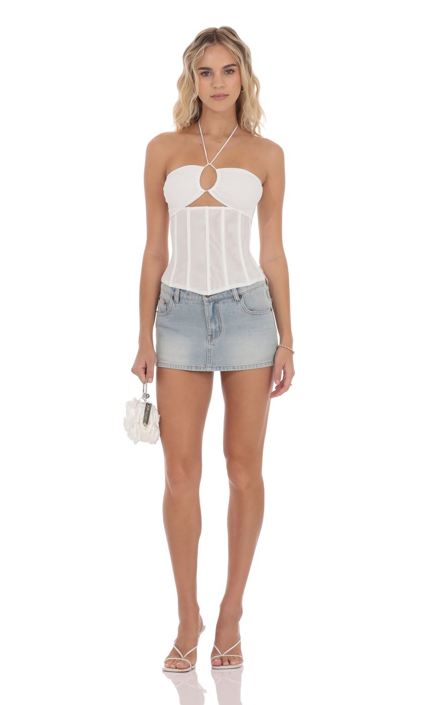 Product image for Mesh Corset Cutout Top in White