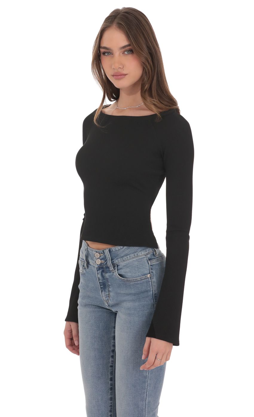 Product image for Back Tie Cutout Top in Black
