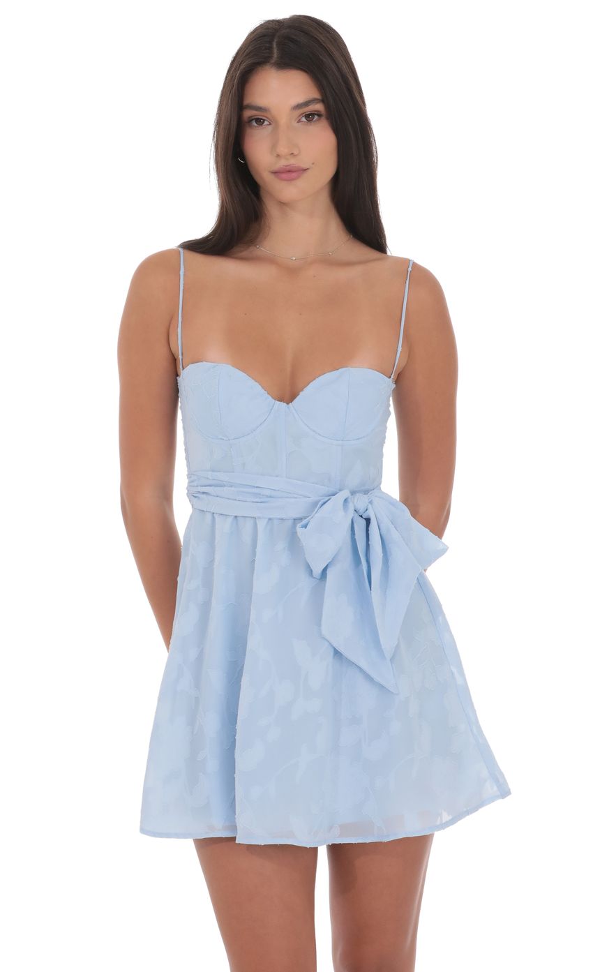 Product image for Floral Corset A-line Dress in Light Blue