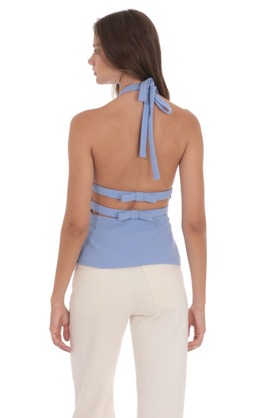 Product image for Back Bows Halter Top in Powder Blue