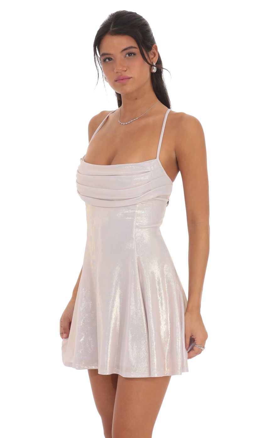 Product image for Metallic Draped A-Line Dress in Rose Gold