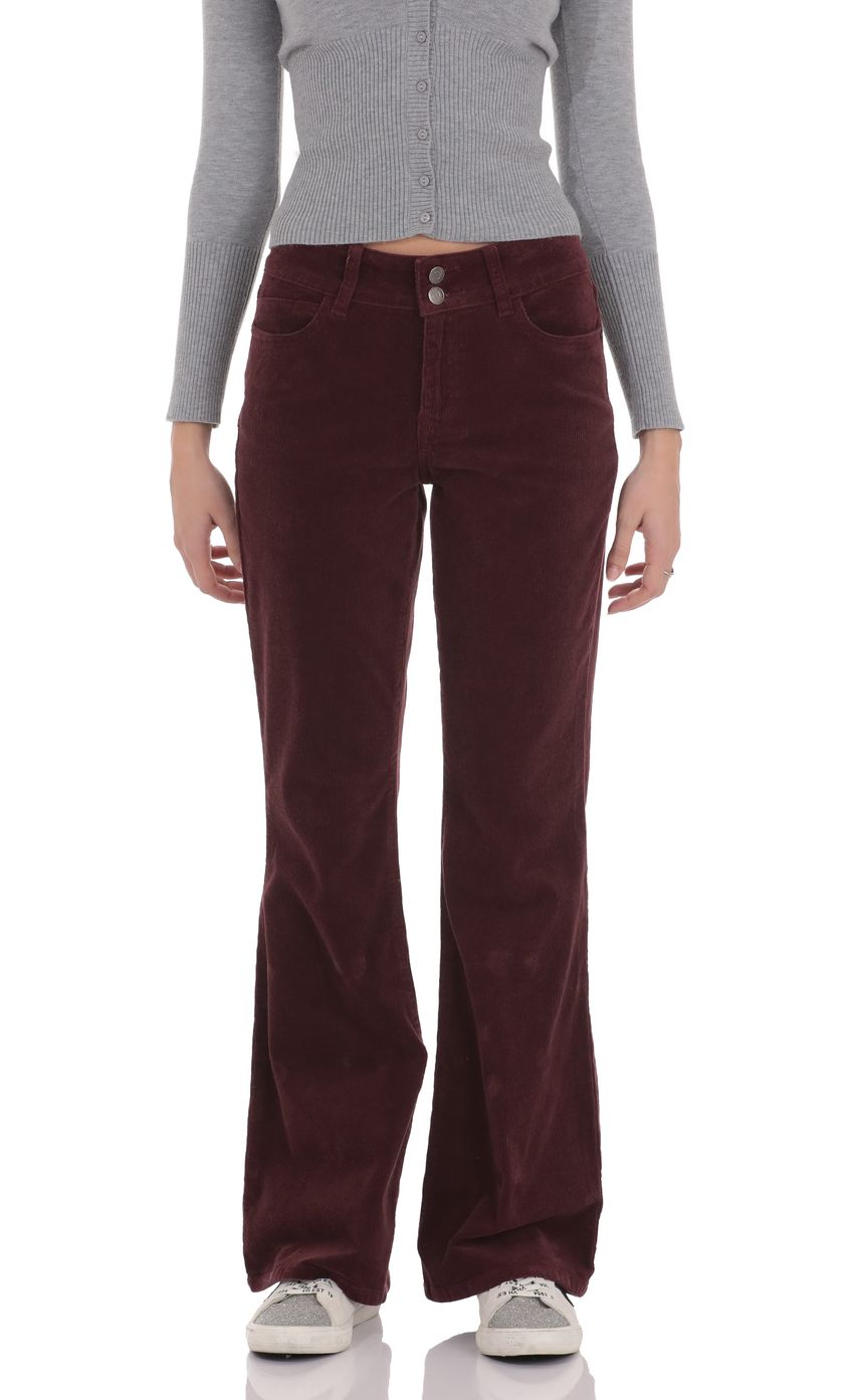 Product image for Corduroy Flare Jeans in Burgundy