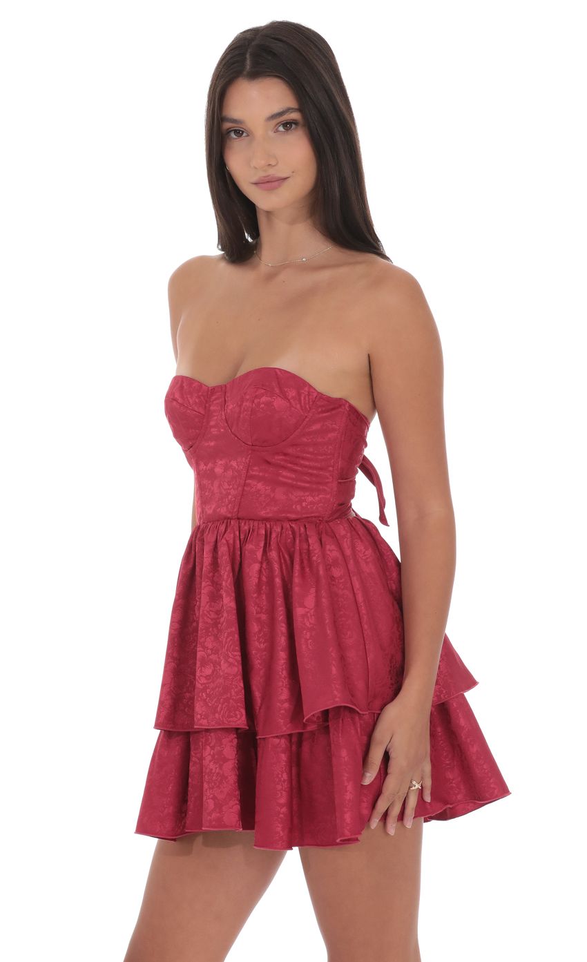 Product image for Jacquard Corset A-line Dress in Rose