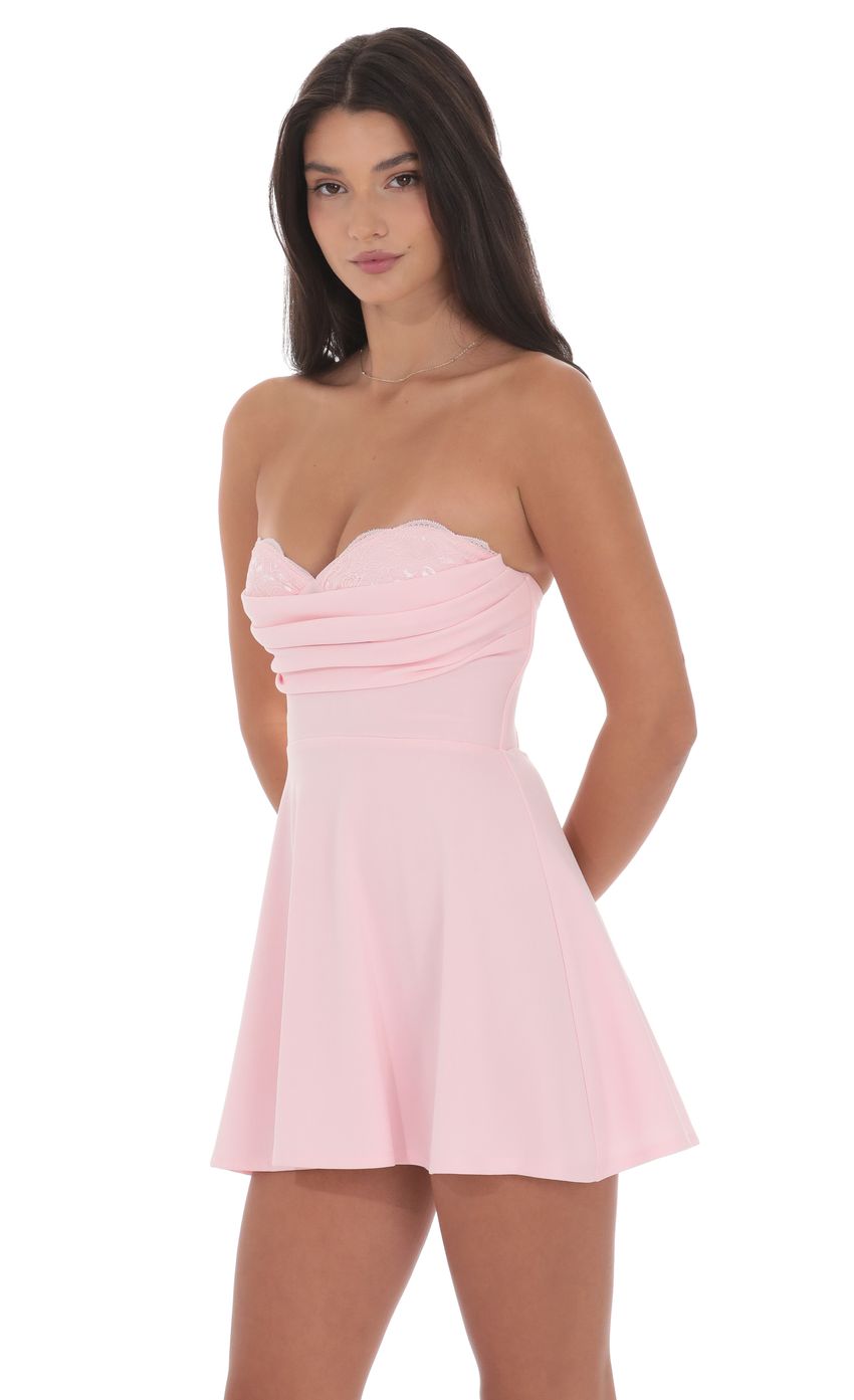 Product image for Lace Bust Fit and Flare Dress in Pink