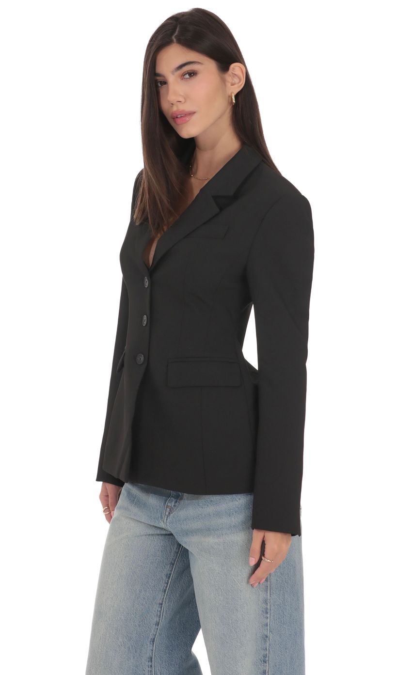 Изображение товара для Приталенный блейзер в черном цвете