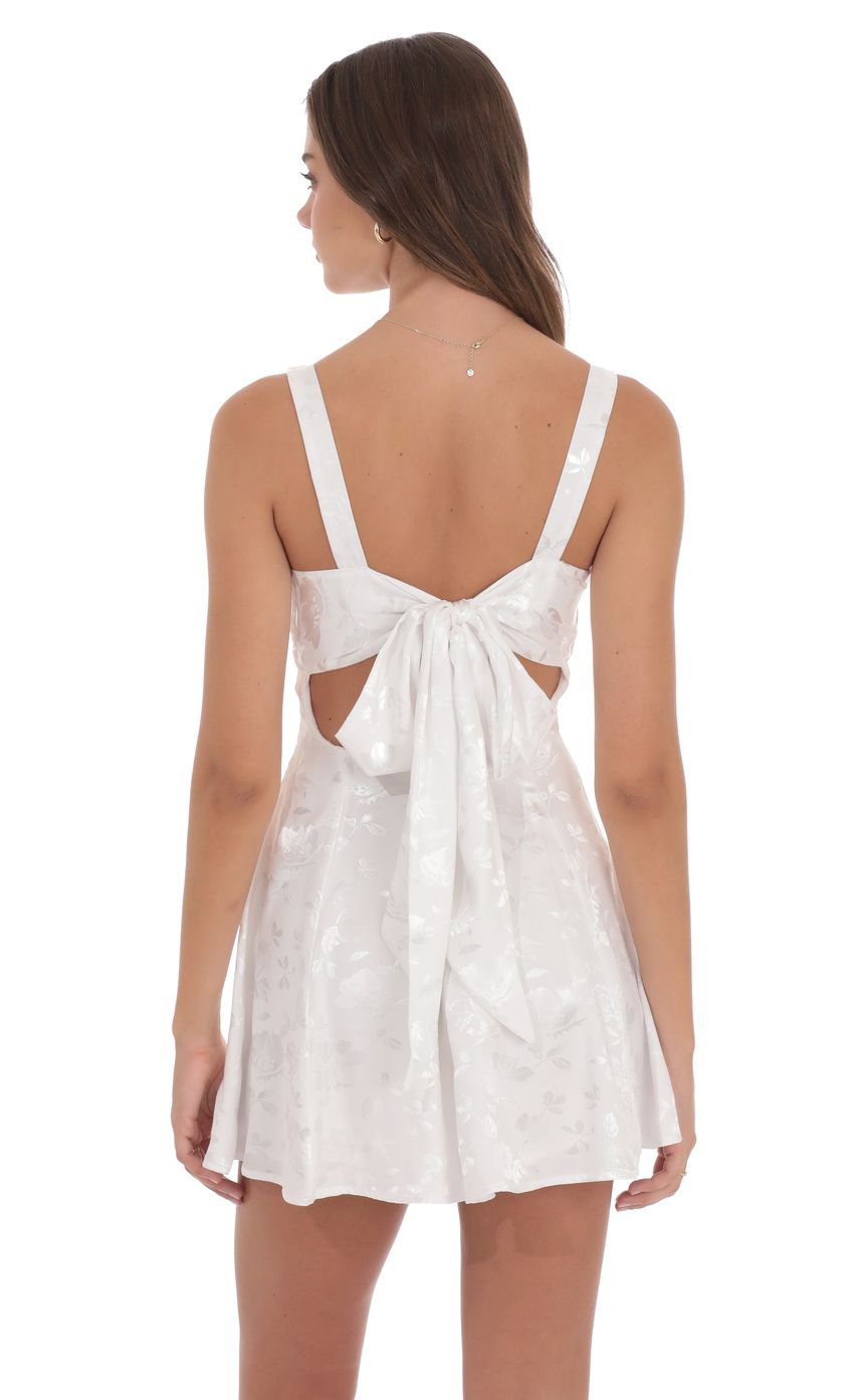 Product image for Floral Jacquard A-Line Dress in White