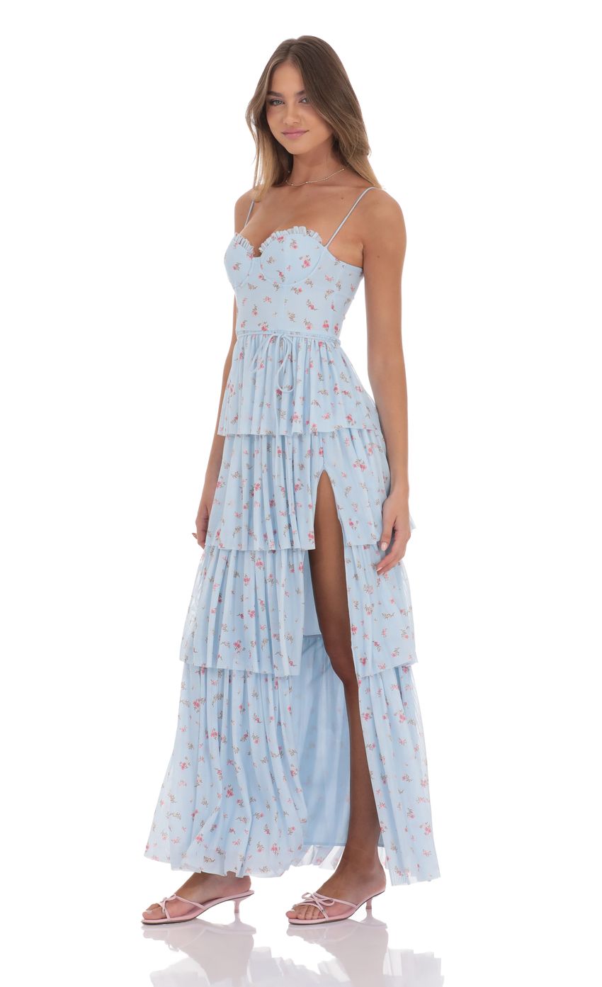 Picture Floral Mesh Ruffle Maxi Dress in Blue. Source: https://media-img.lucyinthesky.com/data/product-media/850xAUTO/a456fd9b-82aa-480e-948d-ada31325d177.jpg