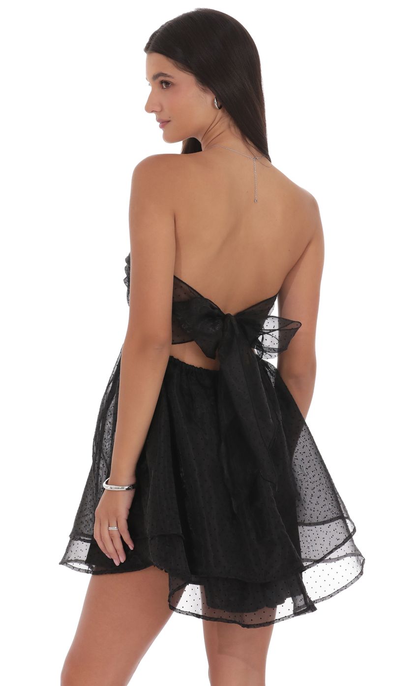 Product image for Dotted Cutout Babydoll Dress in Black