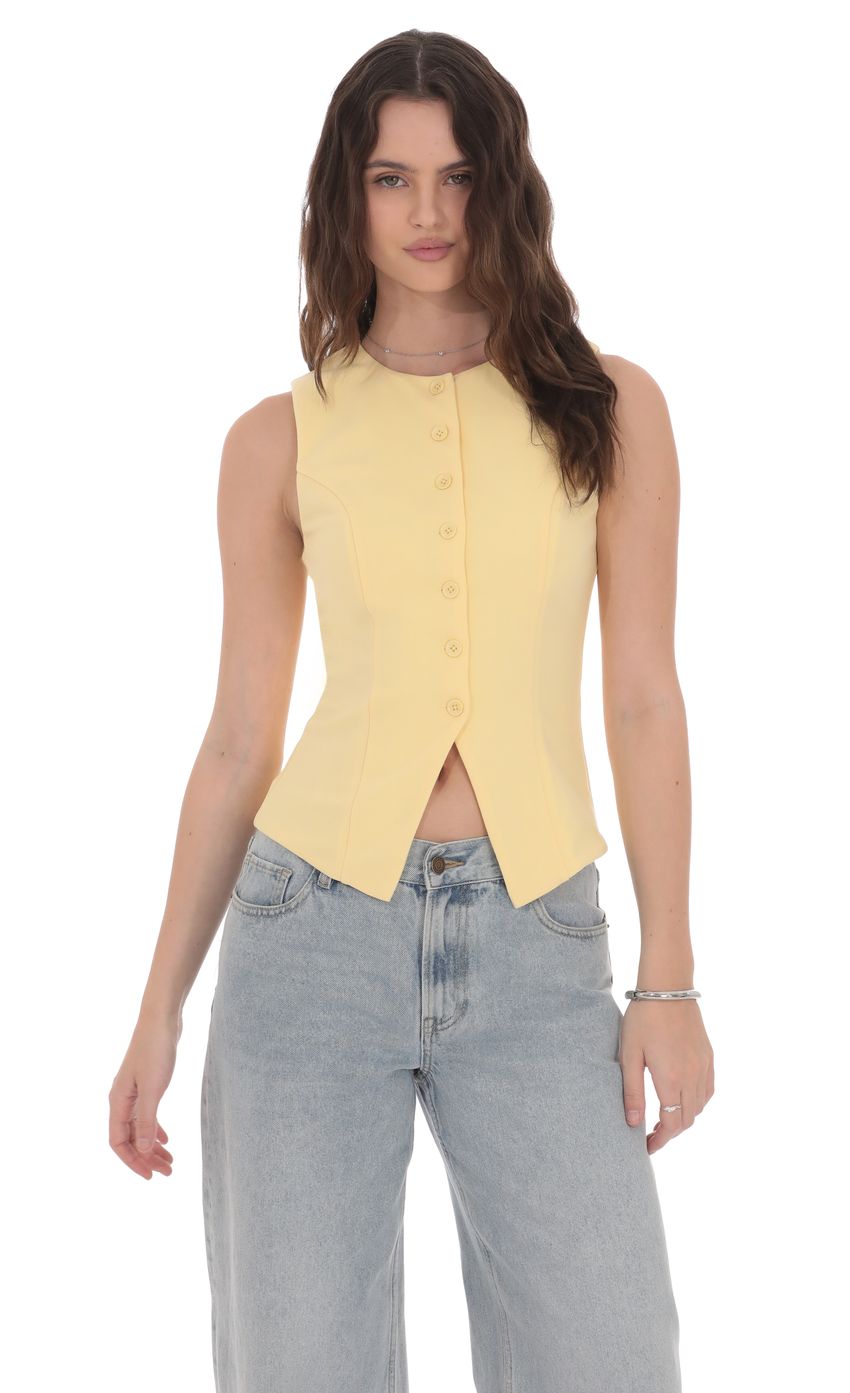 Product image for High Neck Vest in Yellow