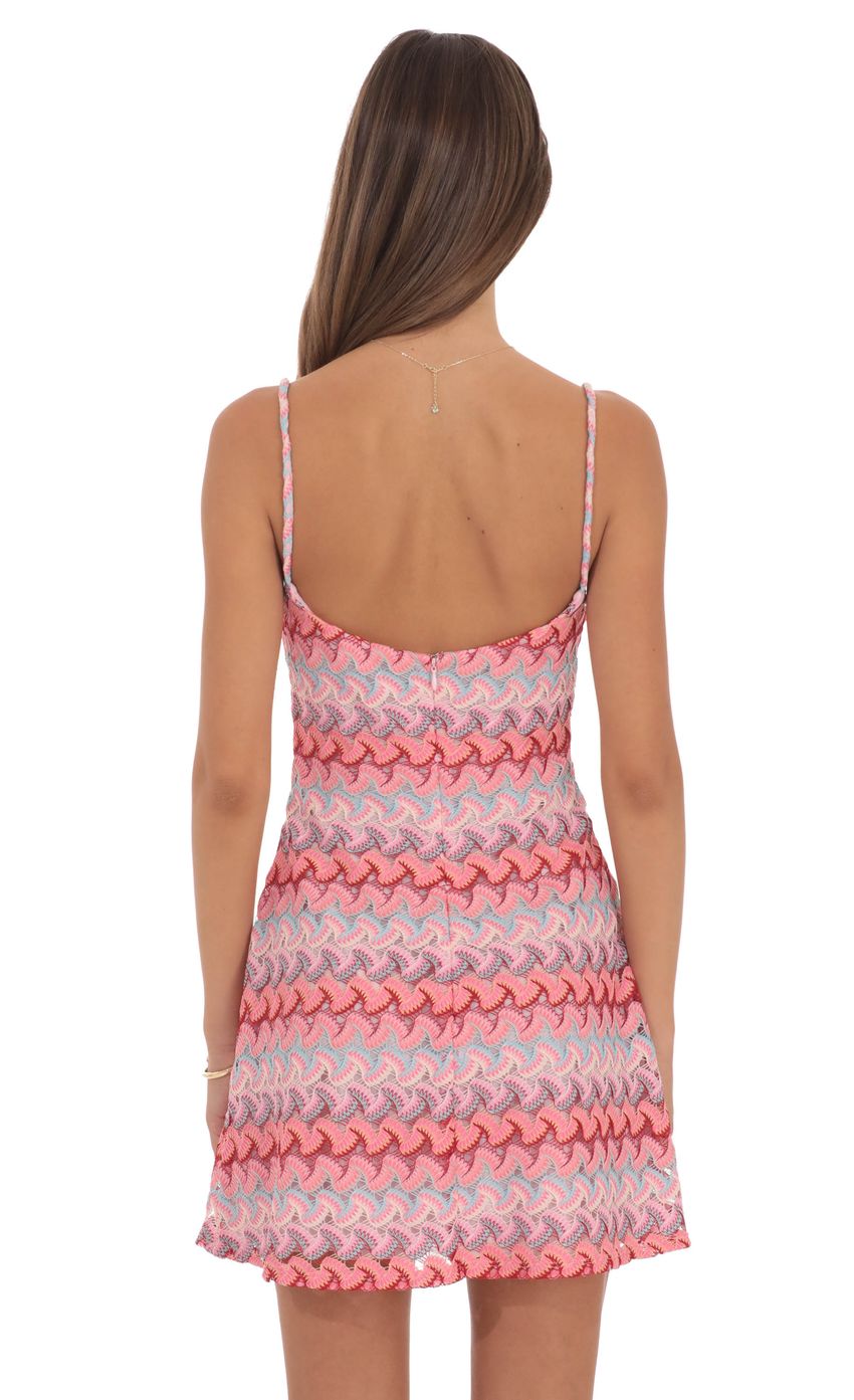 Product image for Scalloped Pattern Lace Mini Dress in Pink