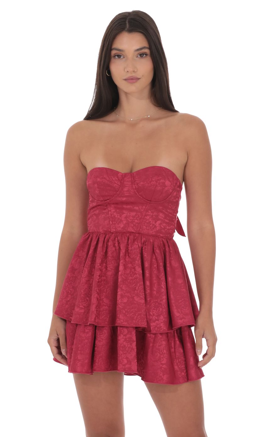 Product image for Jacquard Corset A-line Dress in Rose