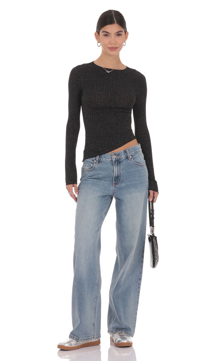 Product image for Shimmer Asymmetrical Top in Black